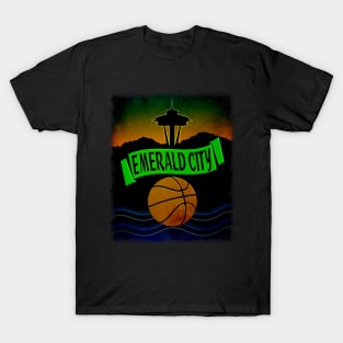 Emerald City Seattle Basketball Retro Design T-Shirt